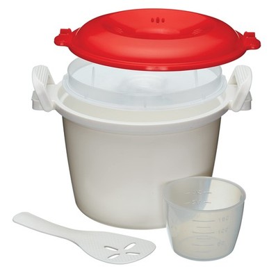 KitchenCraft Reiskocher - Mikrowellen-Dampfgarer, BPA-frei 1er-Pack, weiß 