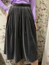 YSL Vtg Retro Saint Laurent Rive Gauche Velvet Mid-length Grey Skirt Sz 38