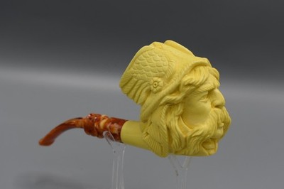 VIKING figure pipe New Handmade Block Meerschaum  W Case&stand#6