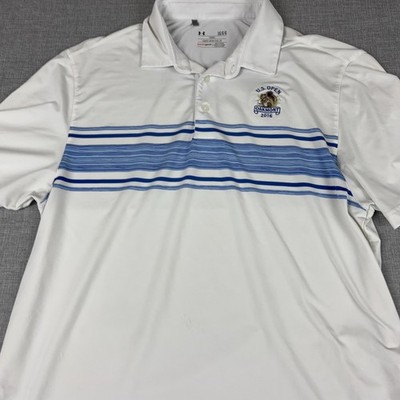 U.S. Open Oakmont Polo Shirt Mens L White Blue Stripe Golf Under