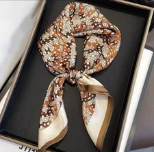 Square Satin Scarf 70CM Print Neck Wrap Faux Silk Bandana Women Head Scarf
