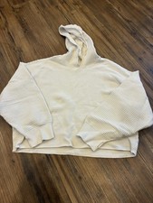 Offline By Aerie Oversized Ribbed Pullover Hoodie Sz L Ballon Sleeve Casual Crop