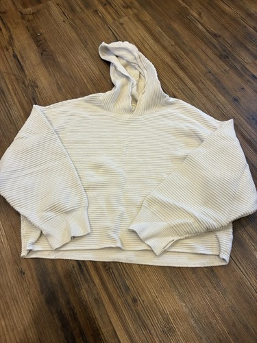 Offline By Aerie Oversized Ribbed Pullover Hoodie Sz L Ballon Sleeve Casual Crop
