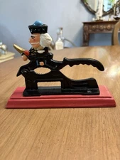 Vintage Cast Iron and Wood Base Nut Cracker Hand Painted Soldier