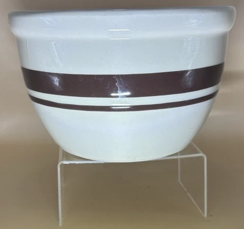 McCoy Brown Striped Cream Colored Mixing Bowl 125 - Quart - Lancaster Colony USA