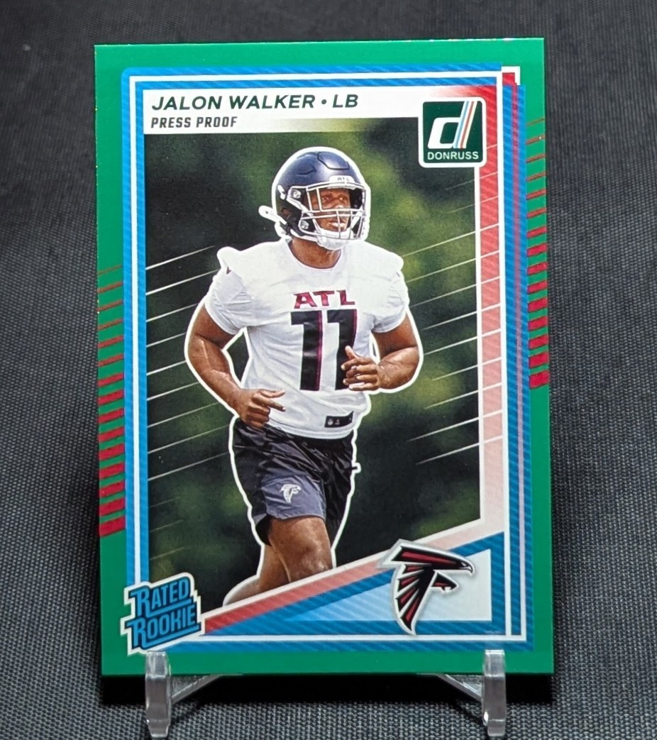 Jalon Walker Green Press Proof Rated Rookie RC 2025 Donruss Card #344 Falcons