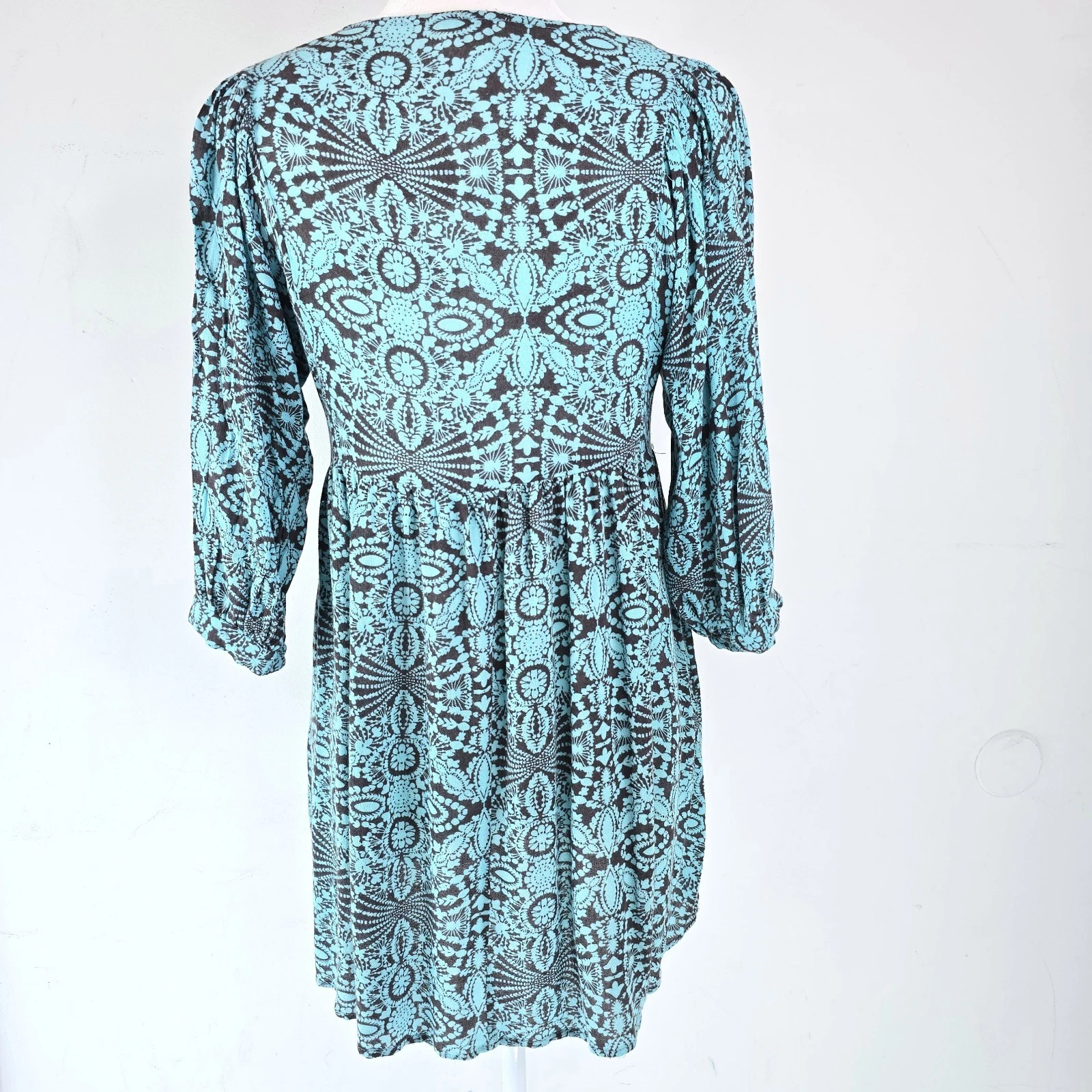 VETEMENTS Umgee Babydoll abito al ginocchio donna S marrone acqua manica a sbuffo tunica bohemien chic