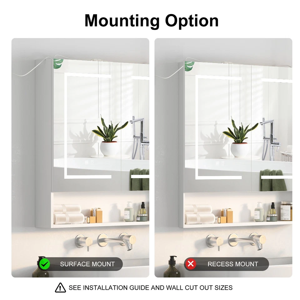 Botiquín grande con iluminación LED con espejo 2 puertas espejo de baño 30"x31,5" Foto 4 de 4