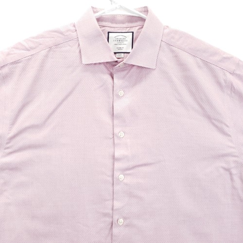 Charles Tyrwhitt Dress Shirt Mens 17 Pink Classic Fit Non Iron Button Up - Picture 3 of 10