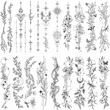Tazimi Temporary Tattoos for Women Girls-24 Sheets Branch Flower Leaf Wild Plant