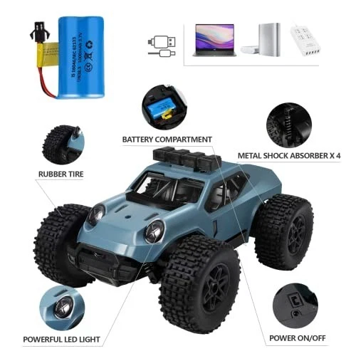 2.4Ghz Offroad RC Auto | 2 Akku 50min | LED-Scheinwerfer - Bild 3 von 4