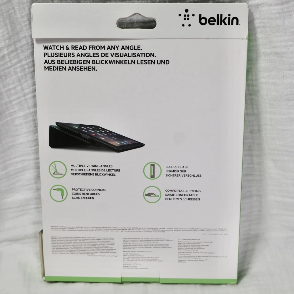 Belkin iPad 2/3/4 Funda Plegable Folio Negro Guijarro Cuero Mag Cerrar NUEVO   Foto 2 de 2
