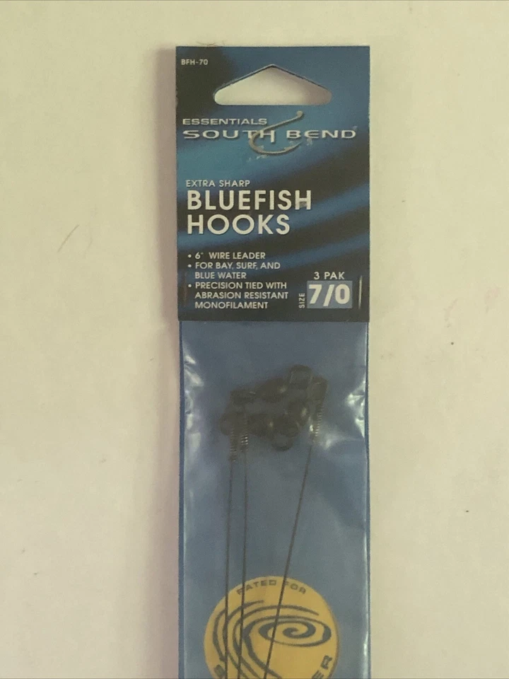 "Ganchos South Bend Essentials Bluefish 7/0 con líder de alambre de 6"" BFH-70 - Paquete de 3" Foto 2 de 4