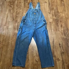 VTG 70s Big Ben Overalls 40x29 Blue Denim Jean Work Farm Medium Wash Distressed