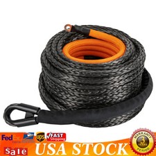 1/2x92ft Synthetic Winch Rope w/ Hook 31500LBS Car Tow Recovery Cable Tow Orange