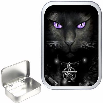 1oz tobacco tin WITCHES CAT SILVER HINGED 1oz TOBACCO TIN, 50ml TOBACCO TIN,PILL BOX