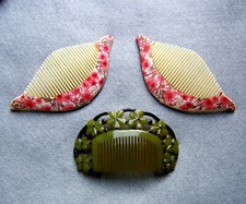 Three Art Deco hair combs celluloid hair accessories NO US IMPORT FEES