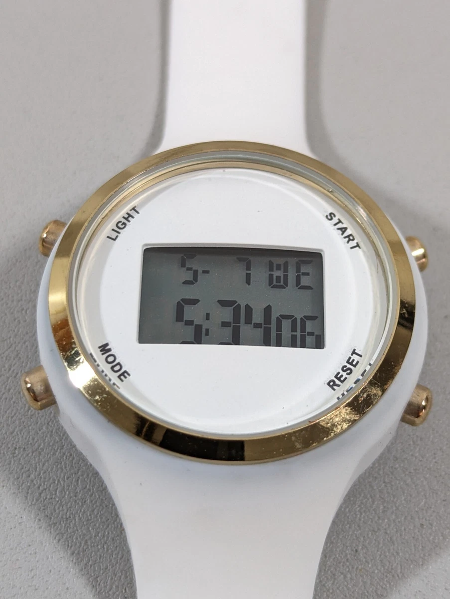 Embassy Digital Day Date Timer Alarm White Silicone Band Watch