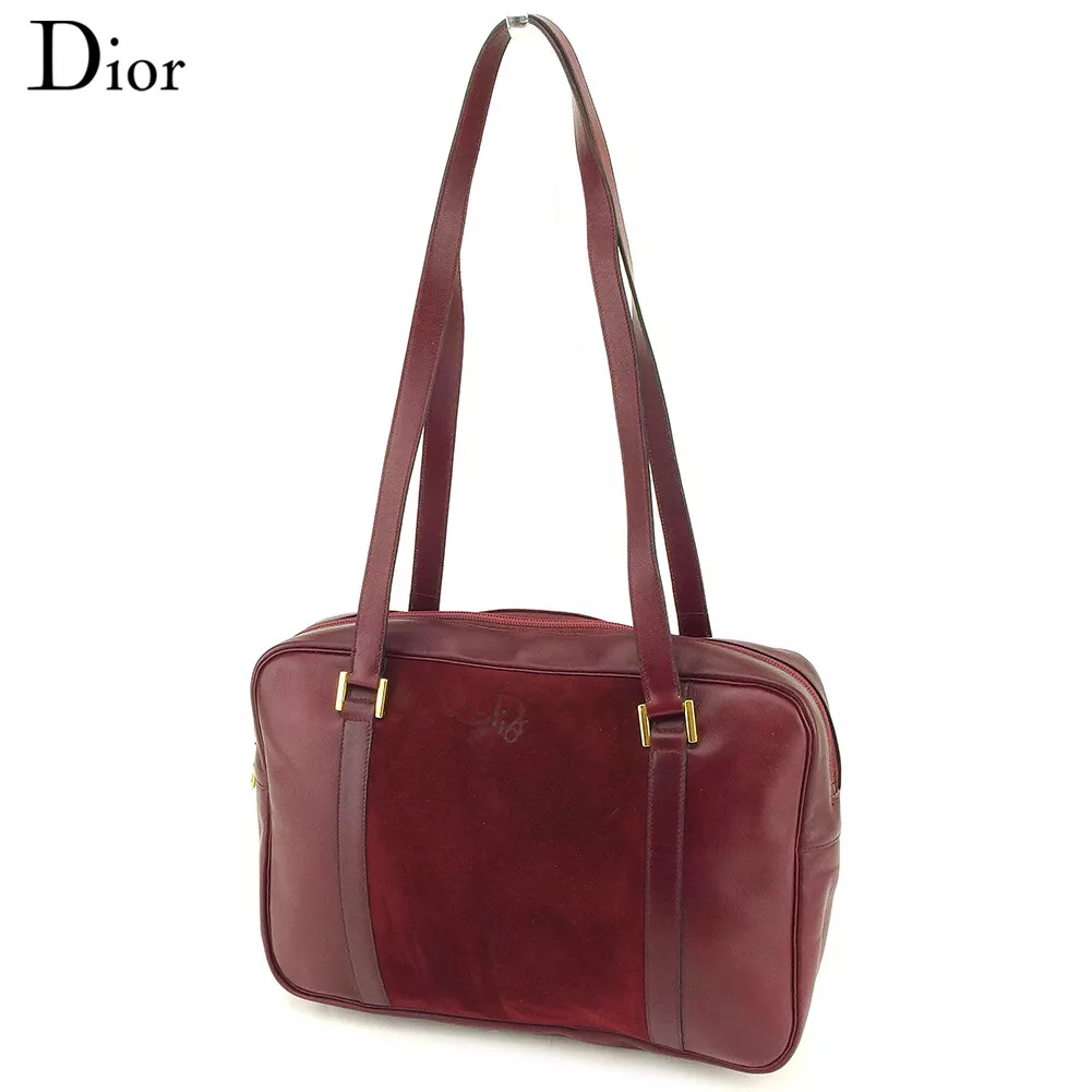 Sac bandoulière Christian Dior cuir daim bordeaux occasion du Japon