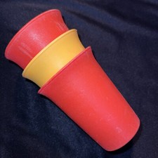 Lot of 3 Vintage Tupperware 7 oz Children's Bell Tumblers Drinking Cups AS IS 
