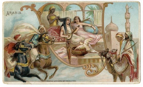 Arabien ARBUCKLE Kaffee Sammelkarte KAMELE Harem ARABIAN Horses FRANCES BRUNDAGE