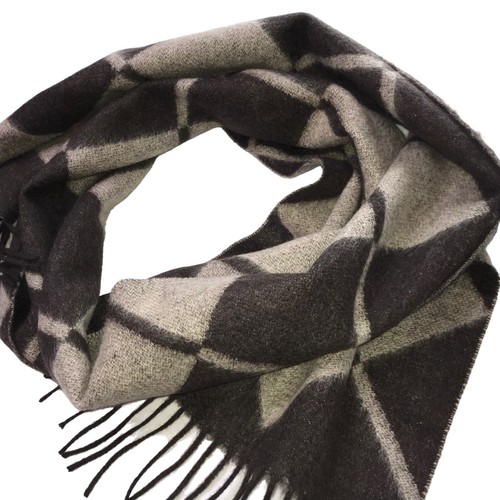 CHARTER CLUB 100% CASHMERE Scarf. Brown Diamond Argyle Pattern Fringe Adult - Picture 5 of 10