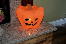 Halloween Light Up Electric Fabric 12" x 13" Pumpkin with cord