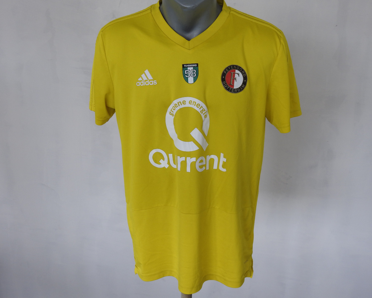 Feyenoord FC Training Jersey Adidas Yellow Shirt Size L Football