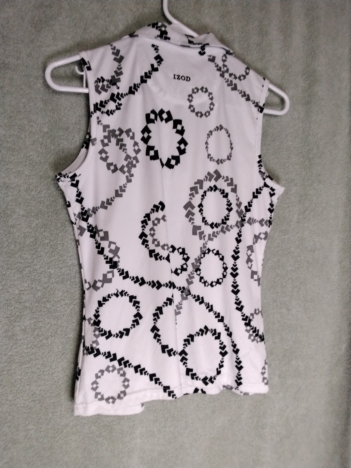 Izod Golf Classix Polo Shirt Cool FX Womens Size S White Geometric Sleeveless