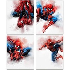 Spiderman Wall Decor Canvas For Boys Birthday Gift Set of 4 Nursery Home Canvas