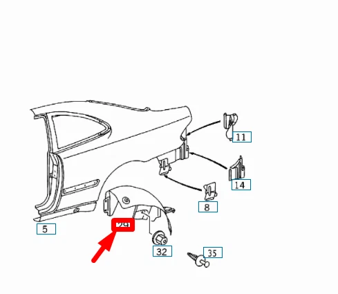 MERCEDES-BENZ CLK C208 Radhausverkleidung hinten links A2086981930  