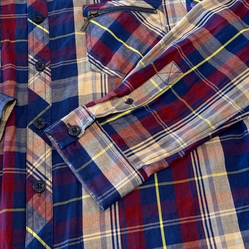 Vintage JNCO Men’s Button Front Shirt Red Blue Plaid Long Sleeve Size XXL - Picture 5 of 11