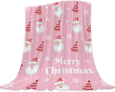 Christmas Throw Blanket Twin Pink Cute Christmas Santa Blanket Xmas Winter Holid