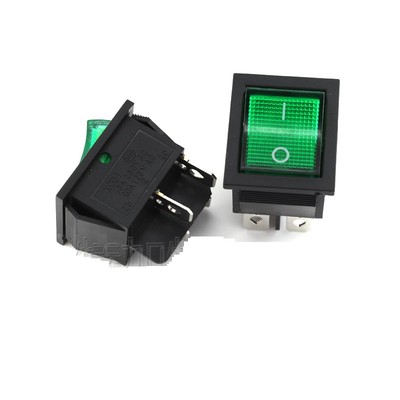10 Stück grüne Lampe 4 Pin EIN/AUS 2 Positionen DPST Wippschalter 16A/250V KCD4-201 
