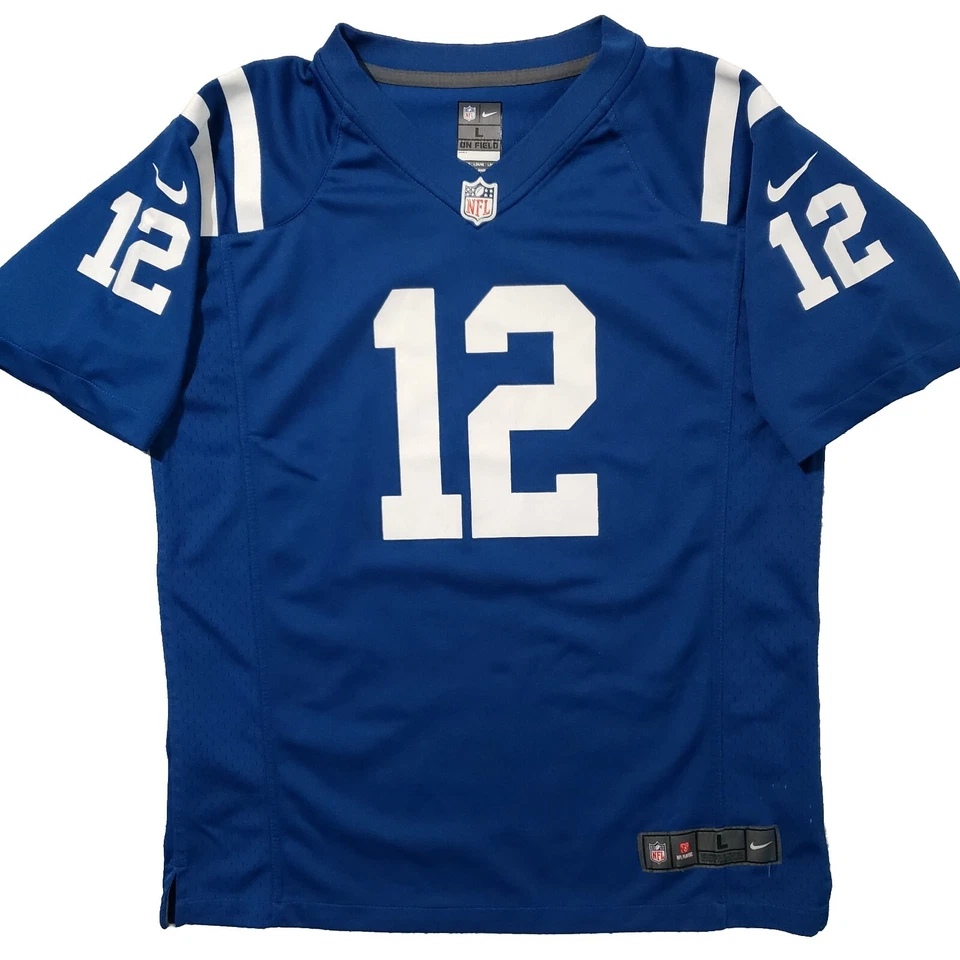 Andrew Luck Jersey Youth Large 14/16 Kids Colts #12 Blue Football Nike On Field - Image 2 of 4