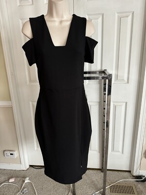 NEW $59 EXPRESS Stretch Party Dress Black Sheath Short Cut Out Sleeve back zip 4