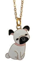 Pug Dog Necklace Pet Lover Charm Enamel Metal Pendant