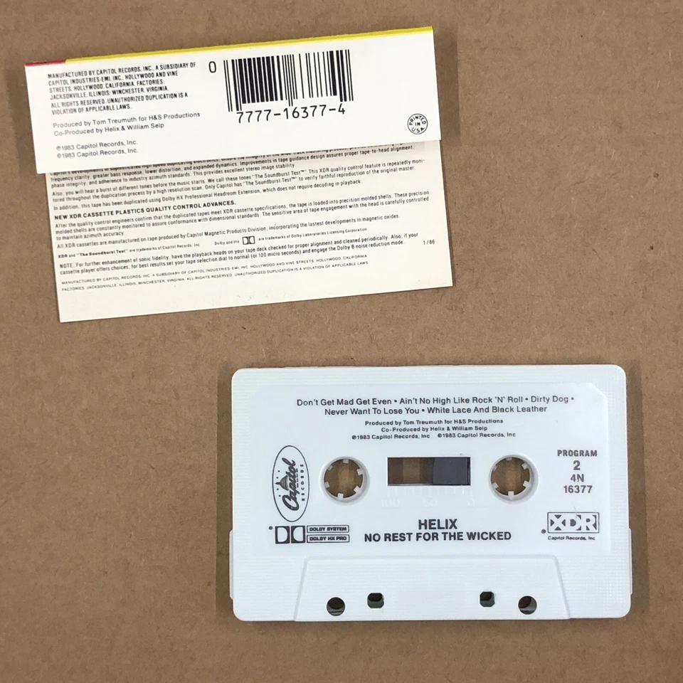 HELIX Cassette Tape 80s Metal NO REST FOR THE WICKED NEVER WANT TO LOSE YOU Foto 3 de 4