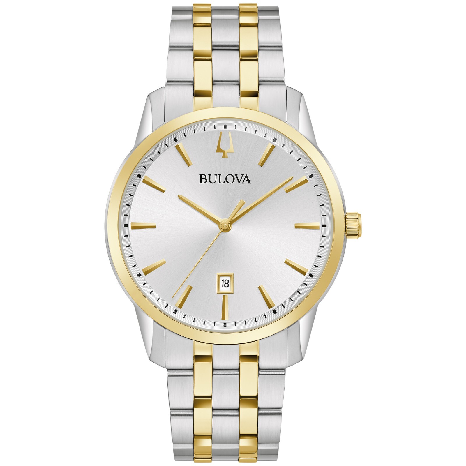 Bulova Mens Classic Slim Silver Quartz Calendar Watch 40mm 98B385