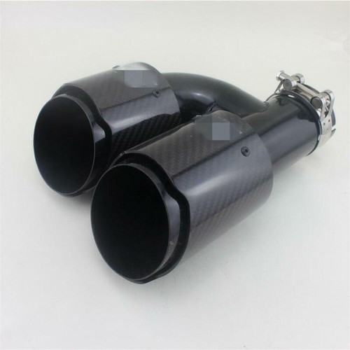 2x Polished Car Exhaust Muffler Tip Pipe 2.5" Inlet h Style Black Carbon Steel - Foto 6 di 12