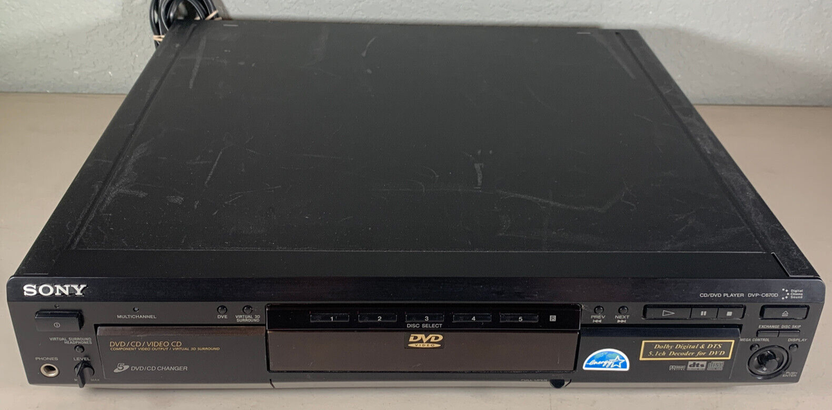 Tested Works Sony DVP-C670D 5 Disc Carousel CD DVD Changer Player
