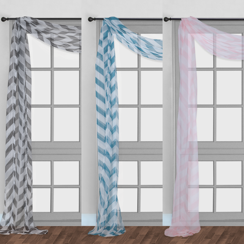 1 STCK. SCHAL VOLANT TOPPER BEDRUCKT VOILE DURCHSICHTIG FENSTERVORHANG VORHANG (C37) 37" X216"L - Bild 1 von 19