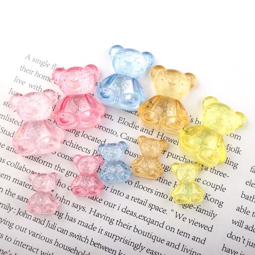 20pcs Mixed Color Resin Cute Crystal Glitter Bear Flatback Cabachons Charms 23mm - Picture 6 of 8