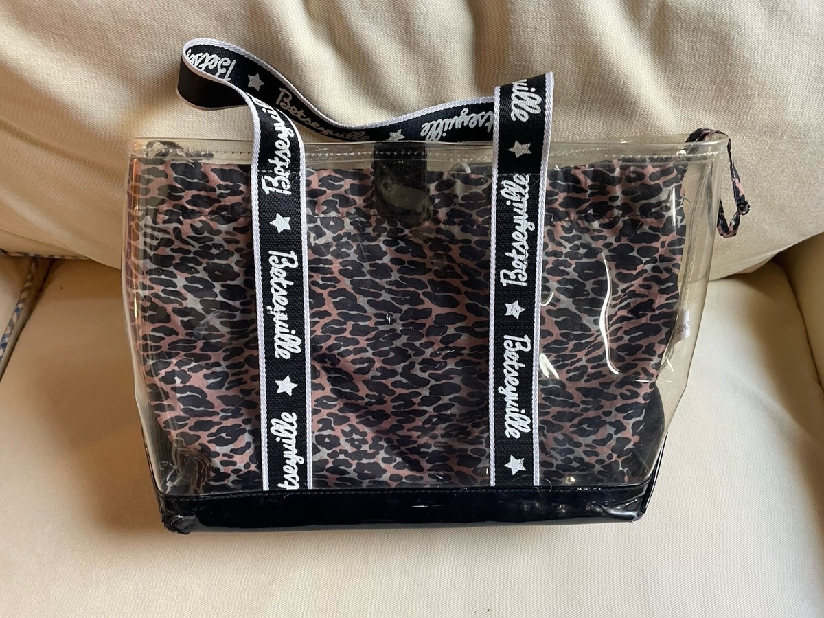 Betsey Johnson Betseyville Clear Tote Bag Lined Drawstring Leopard