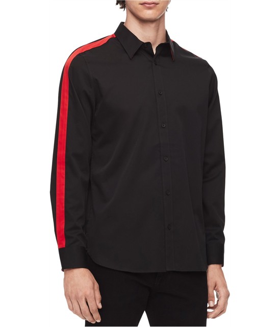 Calvin Klein Mens Shirt Black Red Size 