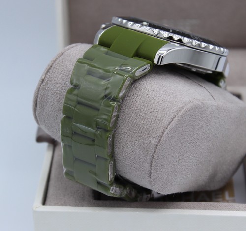 NEW AUTHENTIC MICHAEL KORS EVEREST SILVER BLACK GREEN SILICONE MK8981 MENS WATCH - Picture 9 of 20