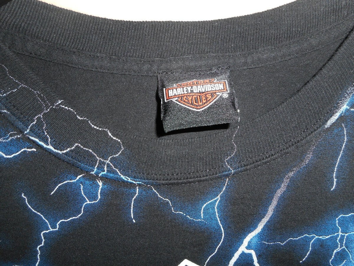 Harley Davidson Bar & shield Lightning Bol Tシャツ Harley Davidson All Over Lightning Bar & Shield Cotton Shirt