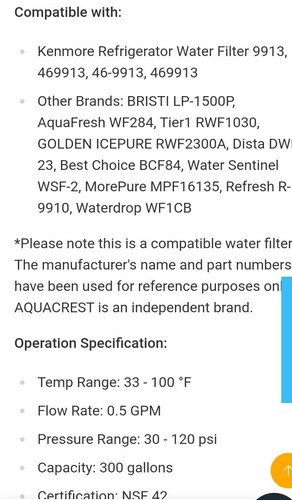 NEW AQF WF1CB Refrigerator Water Filter Aqua Crest Frigidaire, Kenmore 2 Pack - Picture 2 of 12