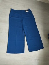 Image of Ladies Dorothy Perkins Blue Wide Crop Trousers Size 16 Bnwt