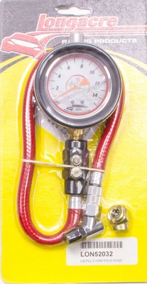 LONGACRE Deluxe Tire Pressure Gauge 0-15PSI Analog Glow in Dark 2.5in